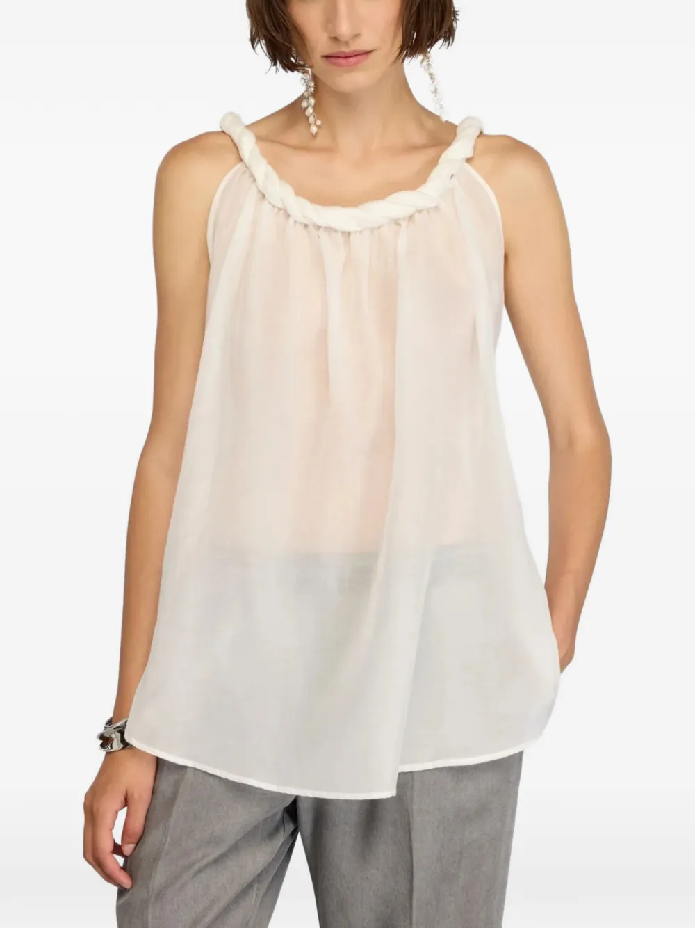Semicouture Paulene twisted-neckline sleeveless top - Bianco