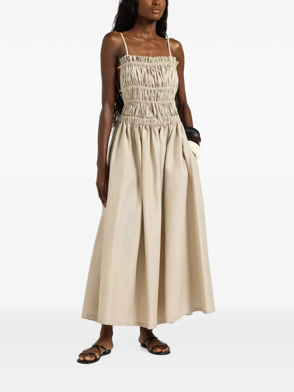 Liviana Conti Shannon ruched-bodice flared dress - Toni neutri