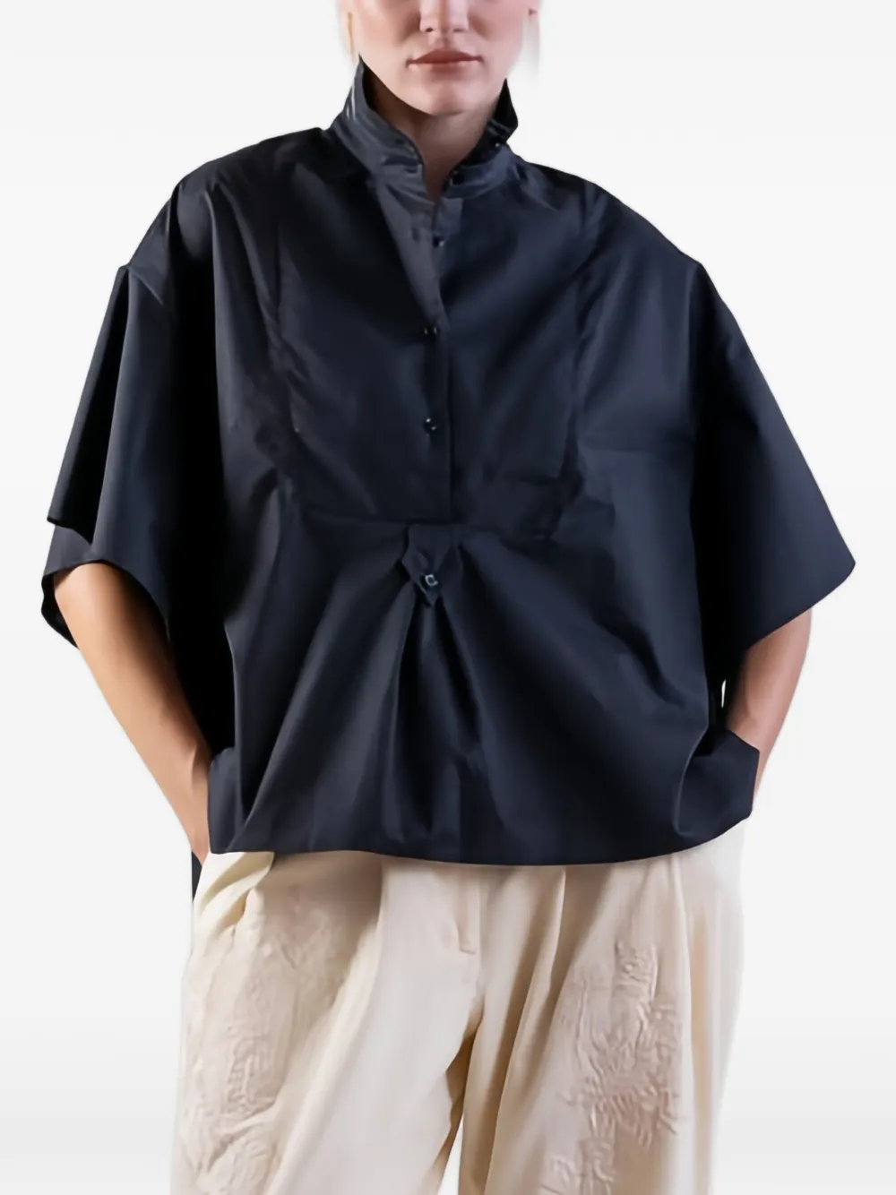 PSOPHIA mandarin-collar buttoned shirt - Schwarz