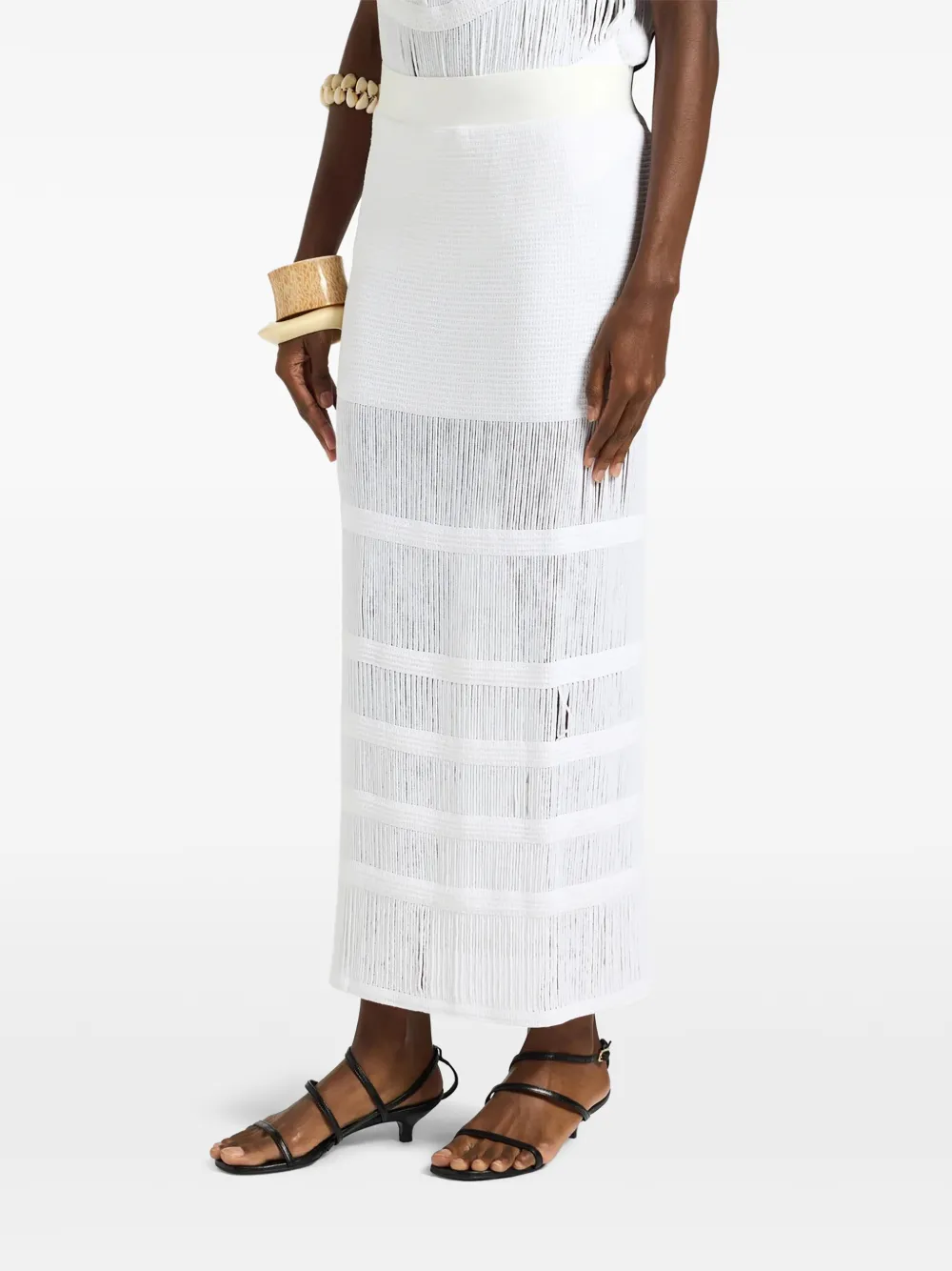 Liviana Conti fringe-detail knitted skirt - Nero