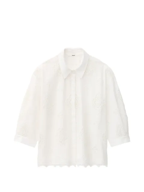 Ba&Sh Muriel broderie-anglaise cropped-sleeve shirt