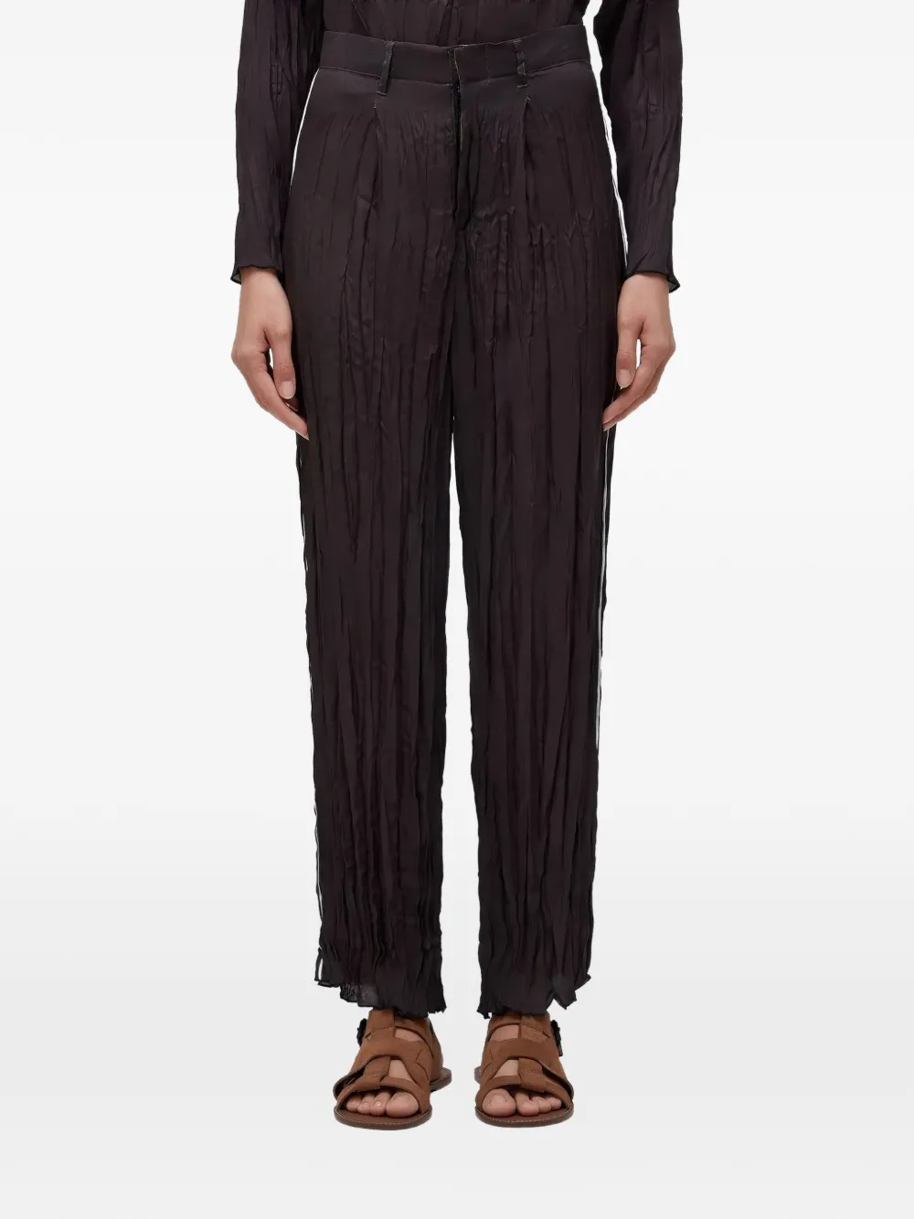 Osklen crinkled-finish trousers - Marrone