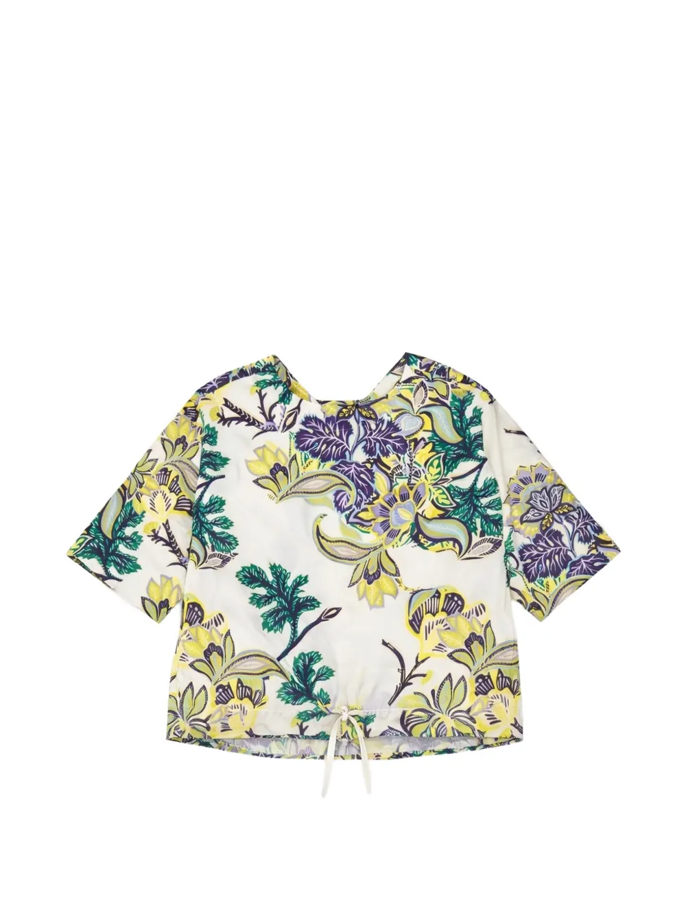 PSOPHIA Sun-Kissed Marigold Meadow floral drawstring top - Bianco
