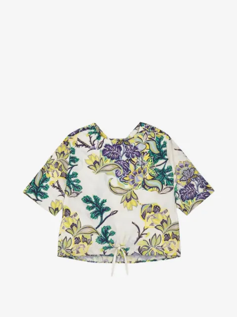 PSOPHIA Sun-Kissed Marigold Meadow floral drawstring top