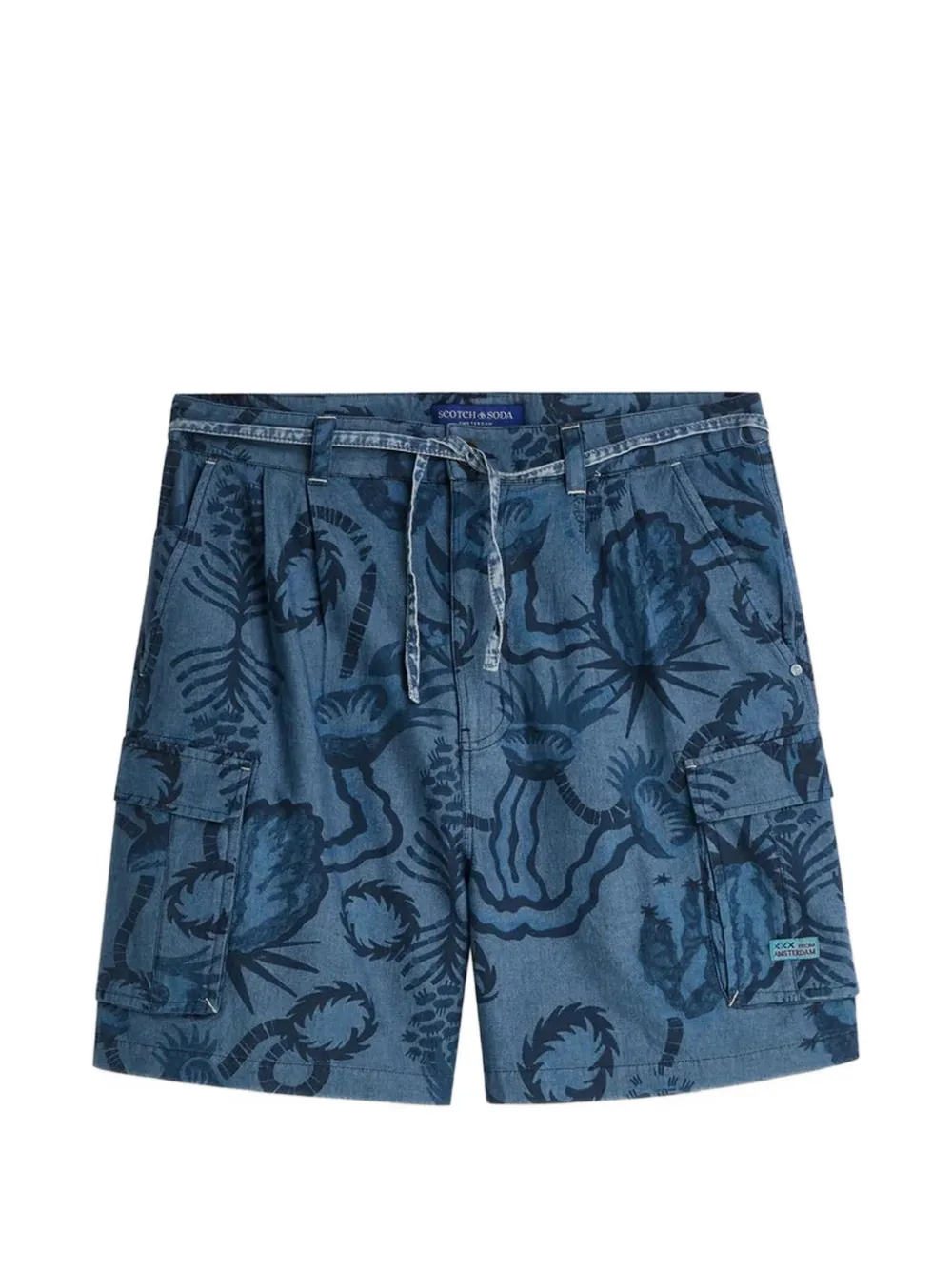 Scotch & Soda graphic-print drawstring shorts - Blu