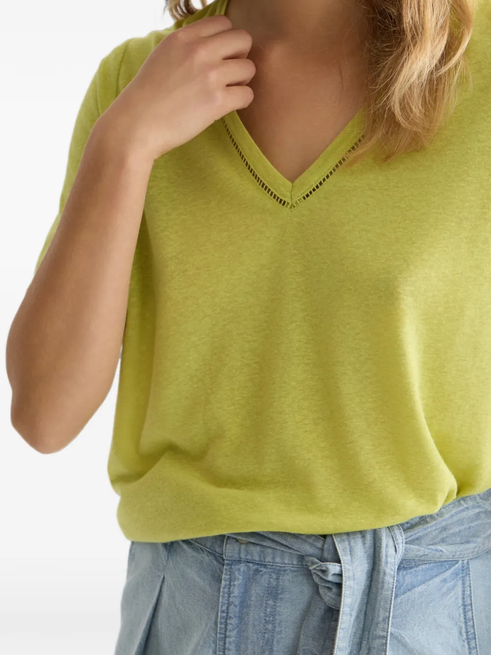 Scotch & Soda Opengebreid T-shirt met V-hals Groen