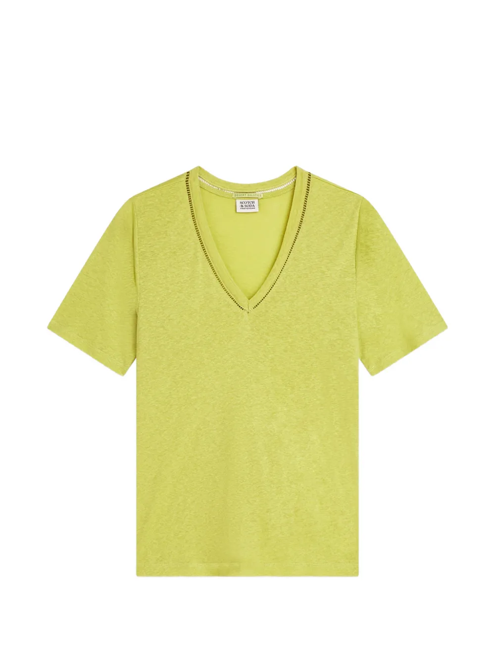 Scotch & Soda Opengebreid T-shirt met V-hals Groen