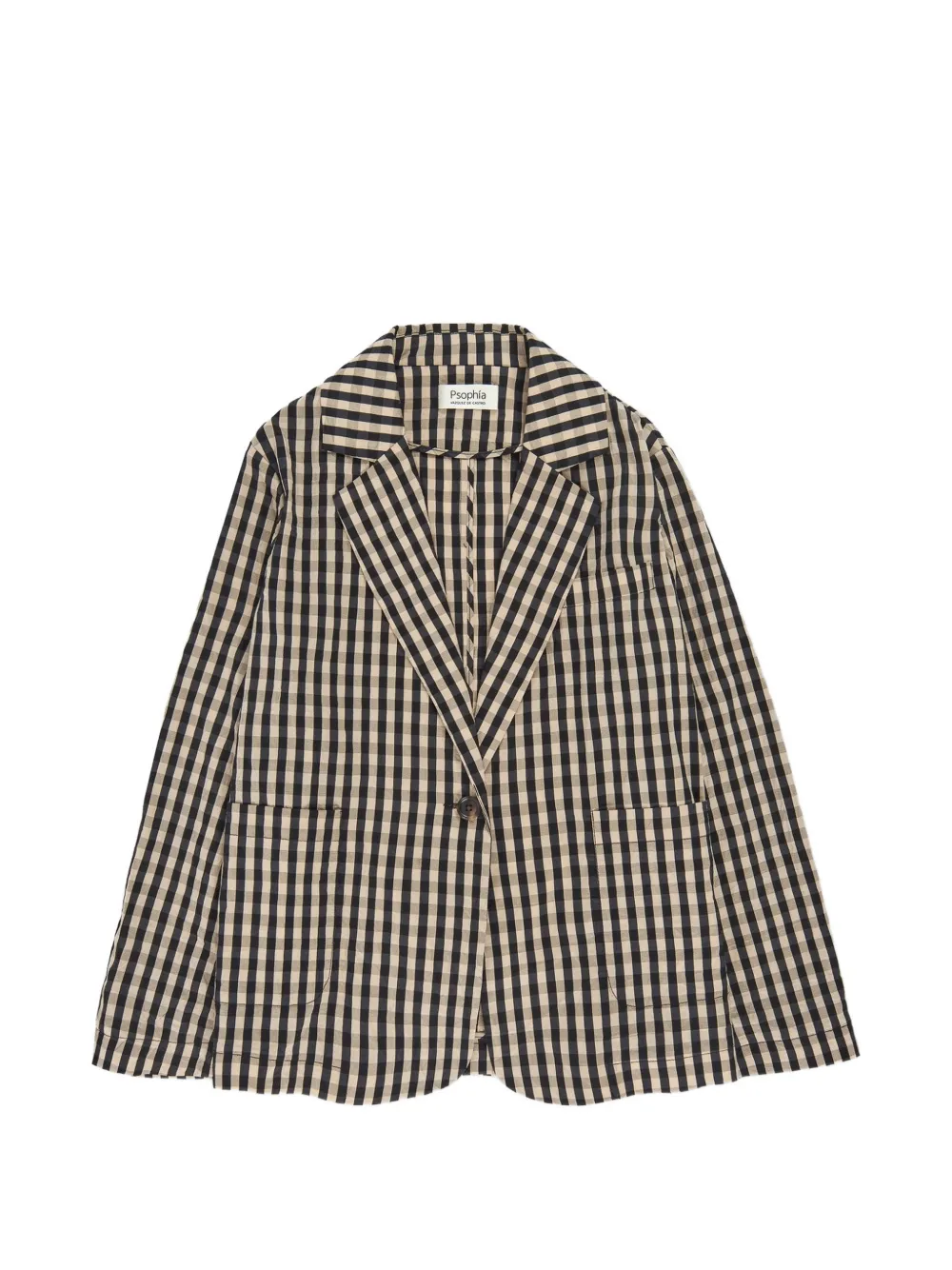PSOPHIA gingham pocket blazer - Nero