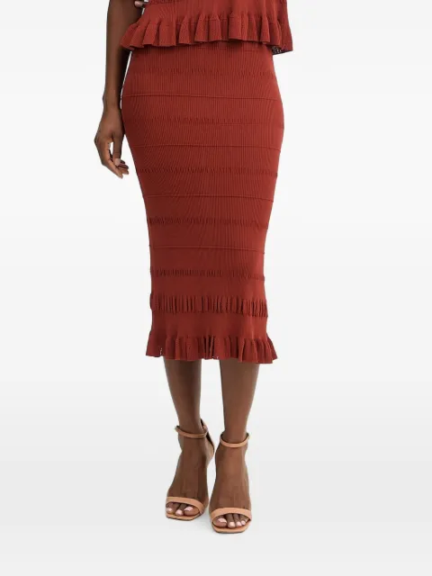 TWINSET ruffled pointelle-knit midi skirt