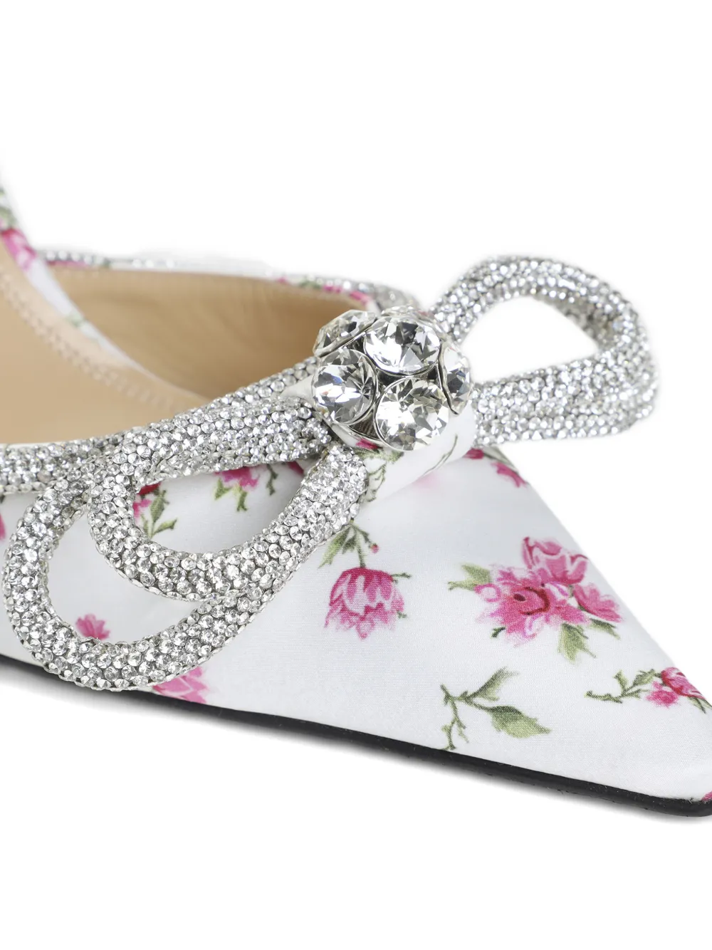 MACH & MACH Satijnen pumps verfraaid met bloemen Wit