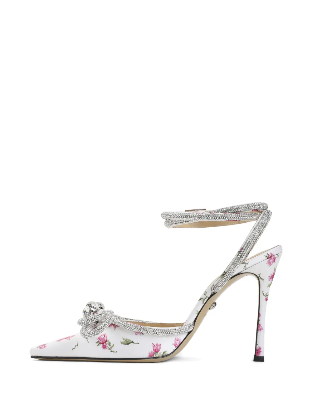 MACH & MACH Satijnen pumps verfraaid met bloemen Wit