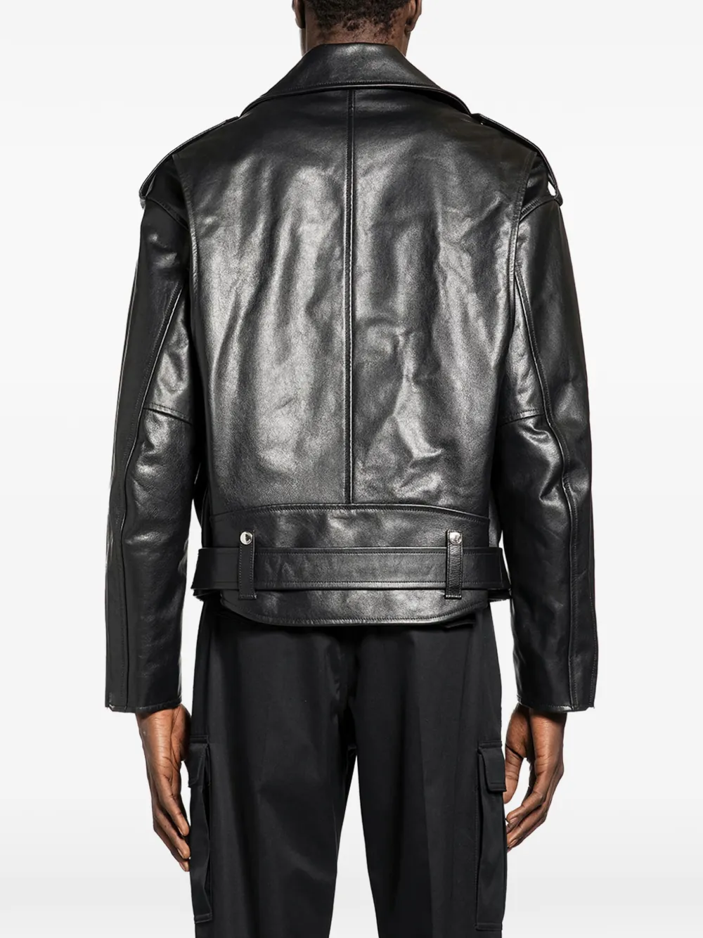Alexander McQueen Leren bikerjack Zwart