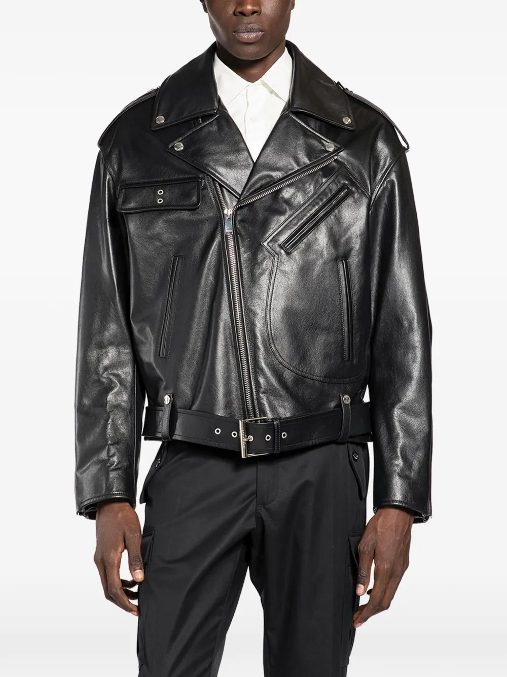 Alexander McQueen leather biker jacket – Black