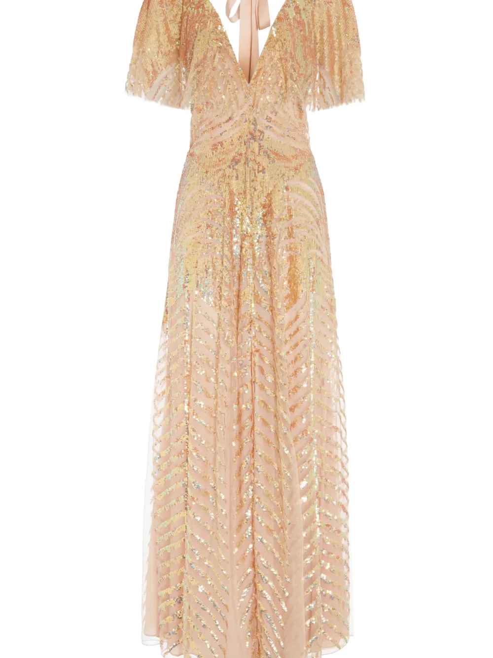  Temperley London Tie Neck Maxi Dress - Neutrals 