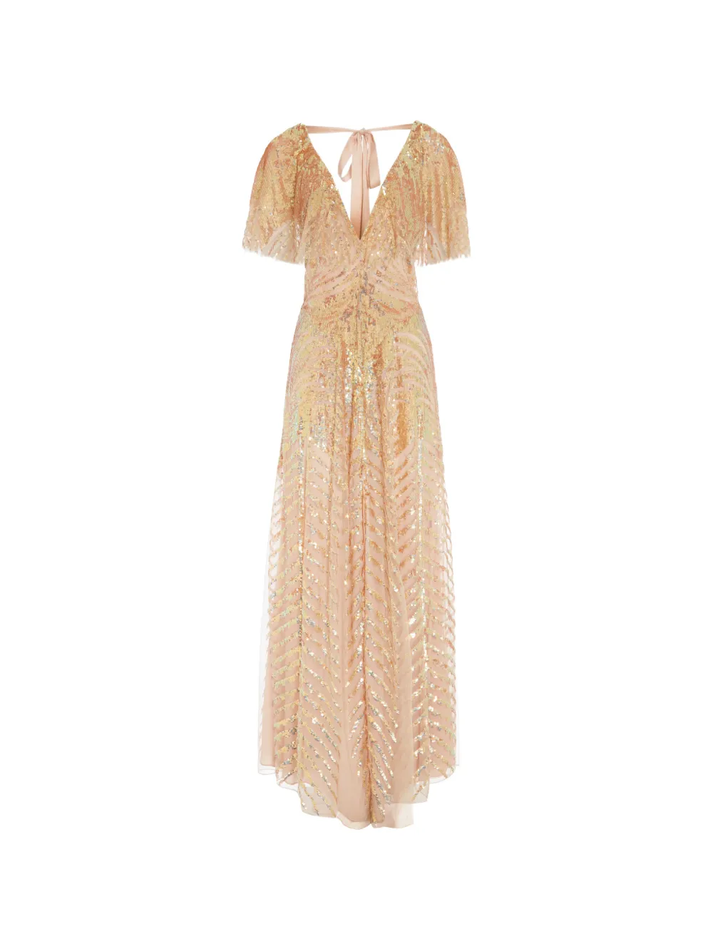 Temperley London tie neck maxi dress - Toni neutri