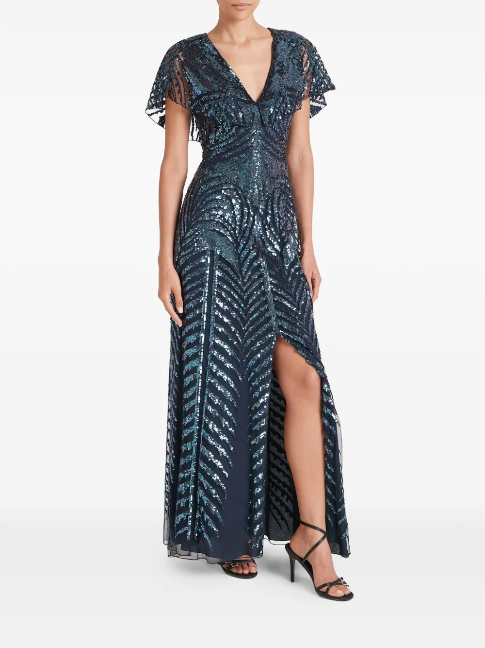  Temperley London Sequin V-neck Maxi Dress - Blue 
