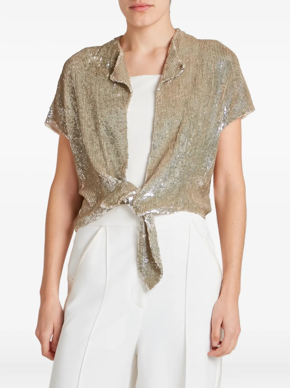  Temperley London Filigree Sequin-embellished Jacket - Neutrals 