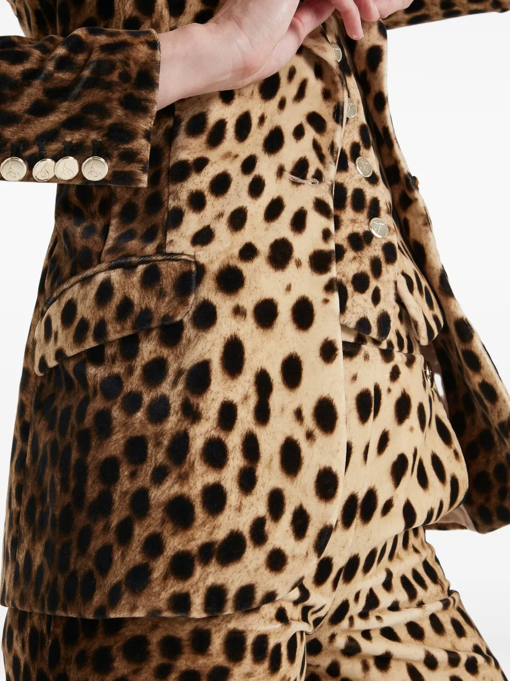 Temperley London Nemera blazer met enkele rij knopen en luipaardprint Beige