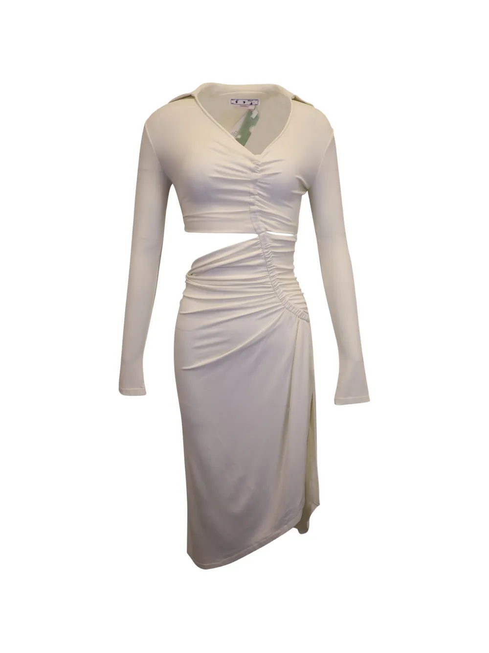 Off-White Pre-Owned asymmetric cutout ruched dress - Toni neutri