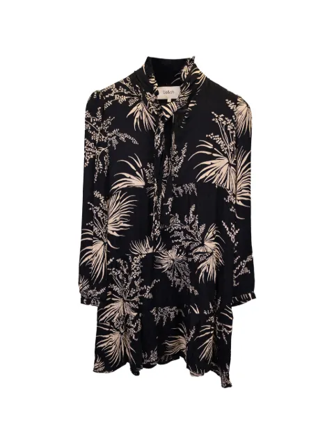 Ba&Sh tie-neck botanical-print mini dress