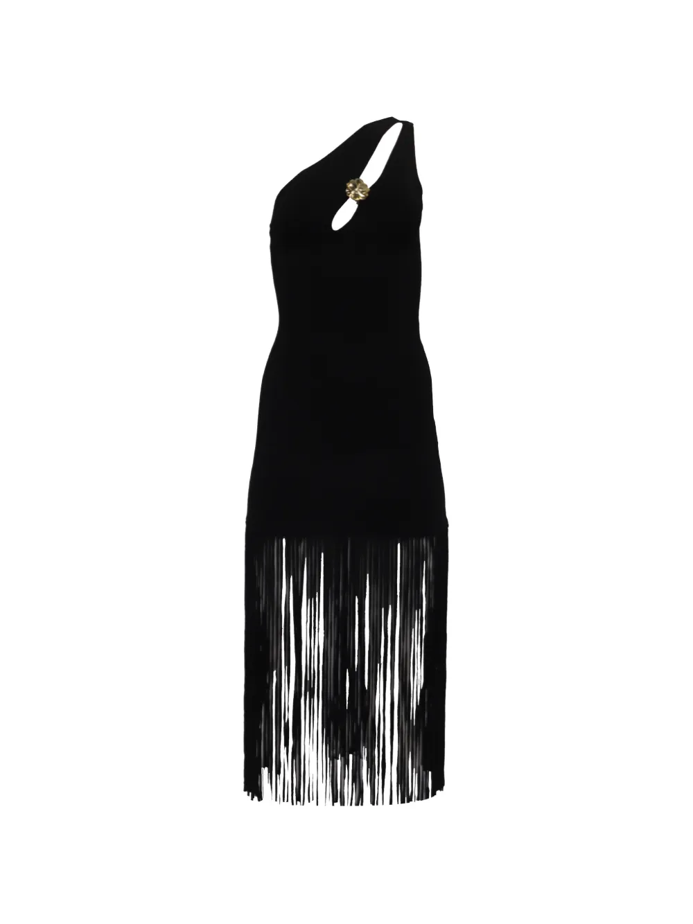 SANDRO fringe trim asymmetric dress - Nero
