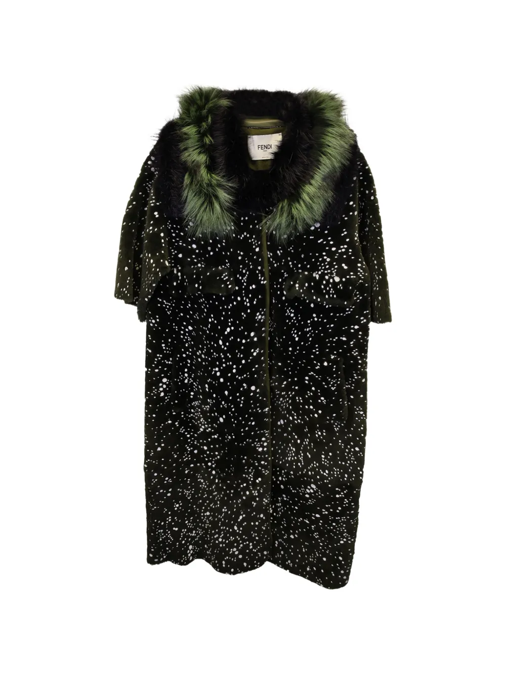 Fendi Pre-Owned 2014 fur-trimmed textured coat - Verde