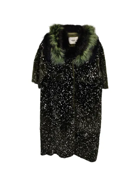 Fendi Pre-Owned 2014 fur-trimmed textured coat