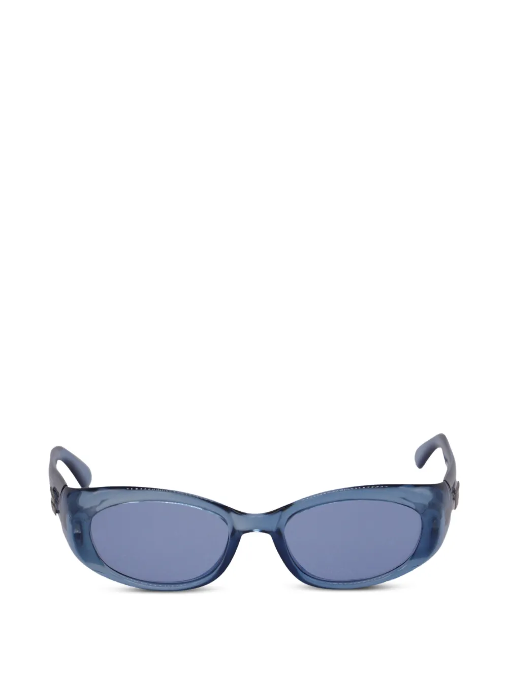 Pre-owned Gucci Logo-plaque Oval-frame Sunglasses In Blue