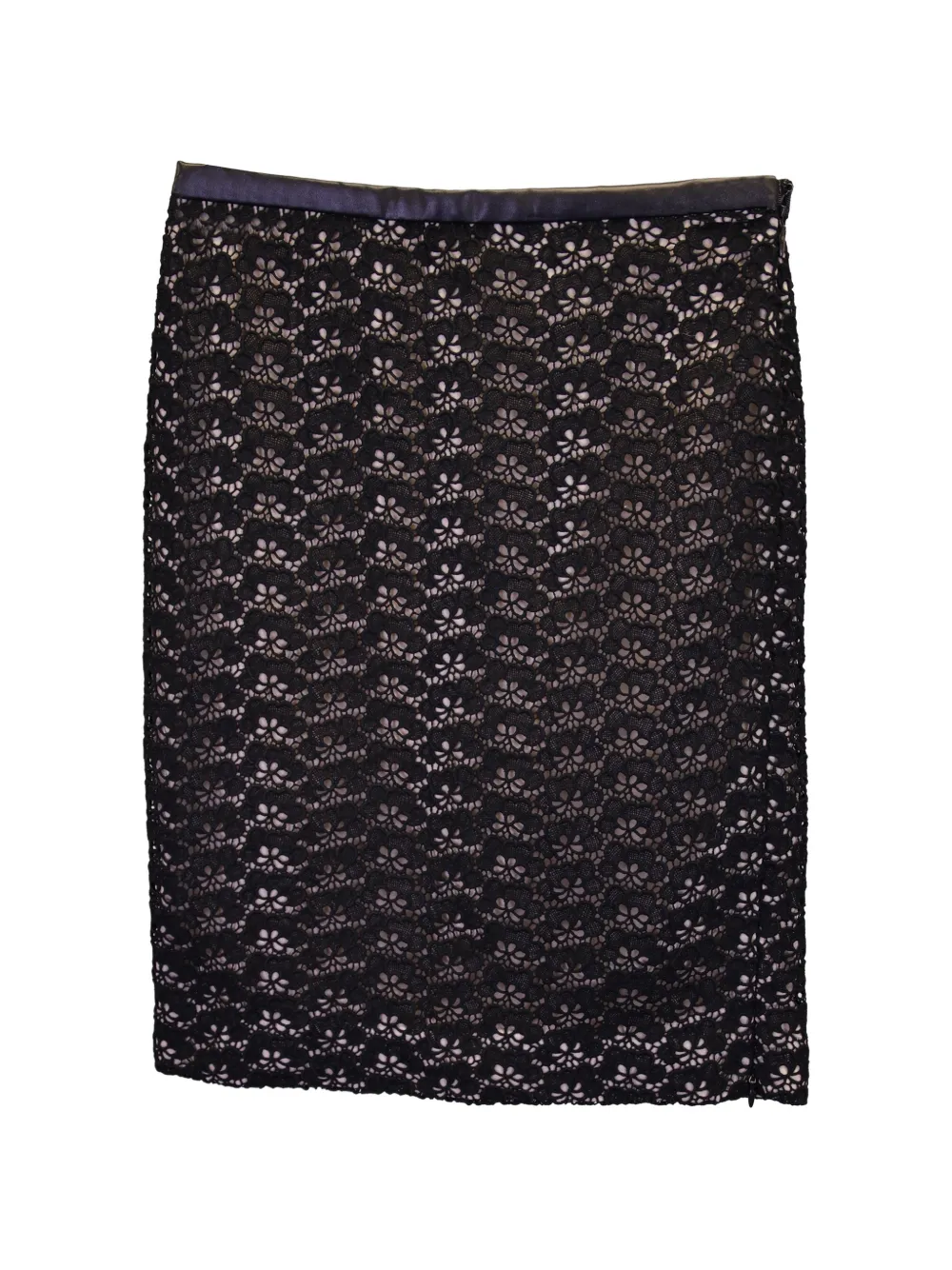 Diane Von Furstenberg Vintage lace-detail midi pencil skirt - Nero