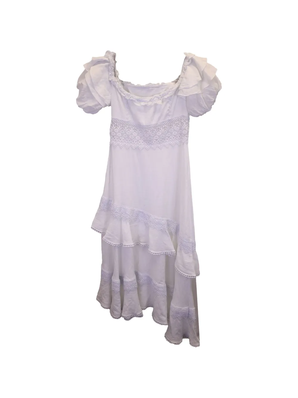 Charo Ruiz Ibiza Carmen asymmetric crochet mini dress - Bianco