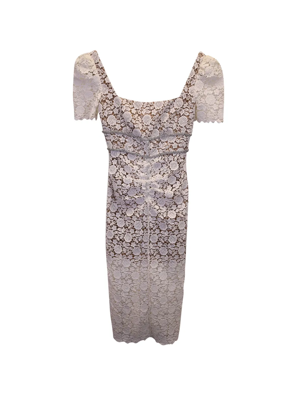 Self-Portrait lace short-sleeve midi dress - Bianco