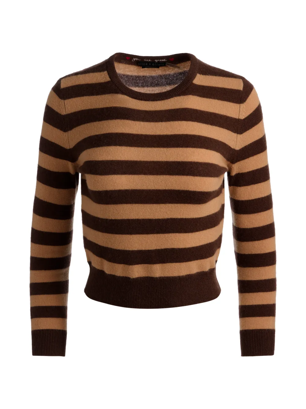 alice + olivia striped crewneck sweater - Marrone