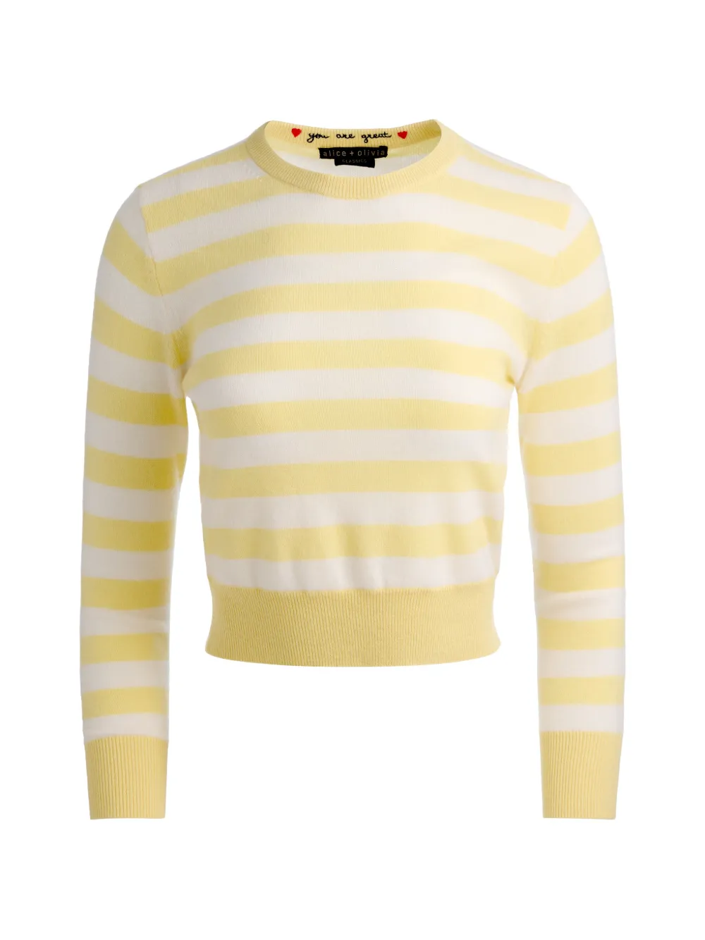 alice + olivia Carolann striped crewneck sweater - Giallo