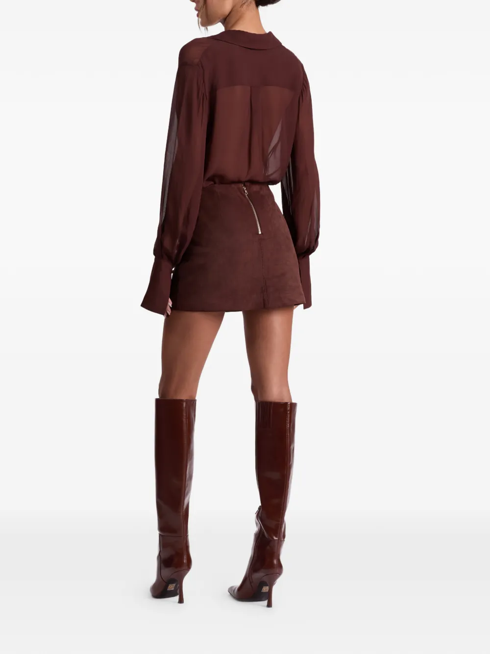 alice + olivia Riley suède mini-rok Bruin