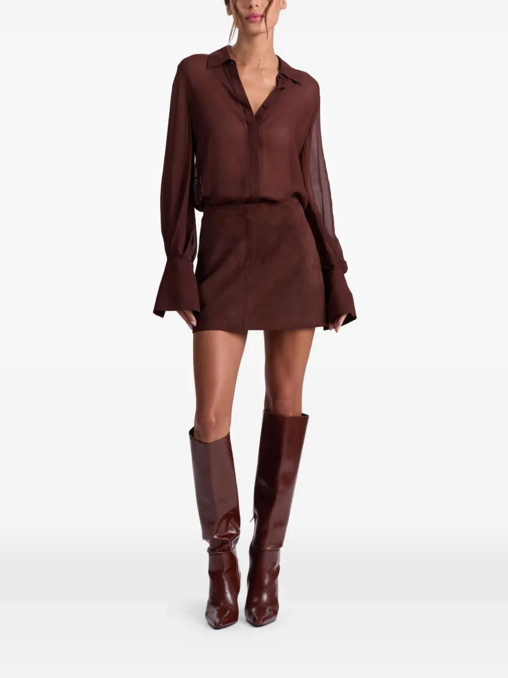  Alice + Olivia Riley Suede Mini Skirt - Brown 