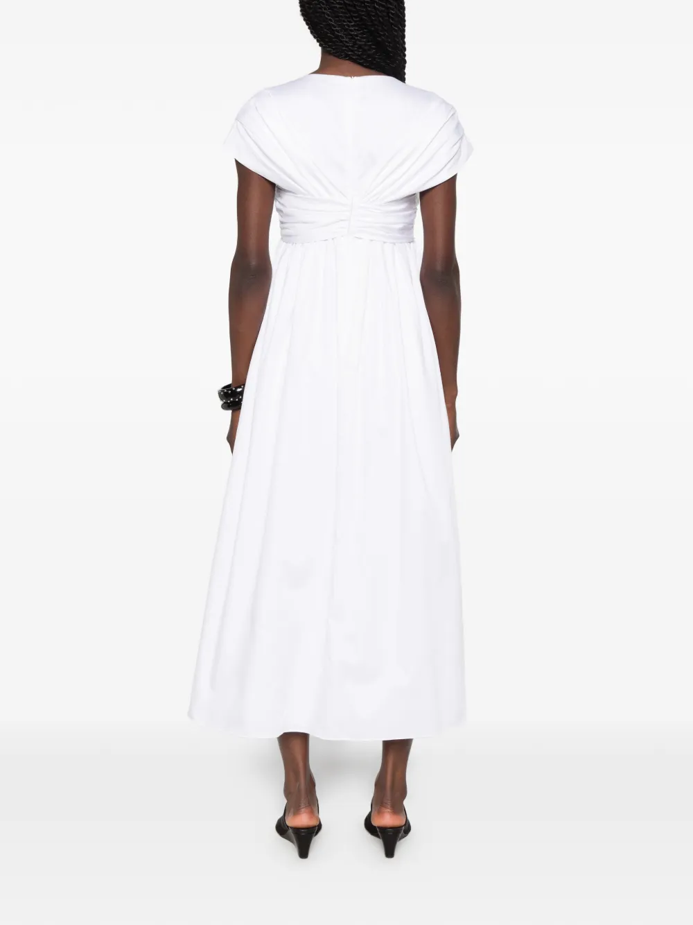 TOVE Rafelle Twisted- Detail Midi Dress in White, view 4