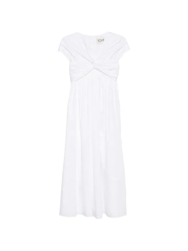 Tove Rafelle Twisted- Detail Midi Dress in White