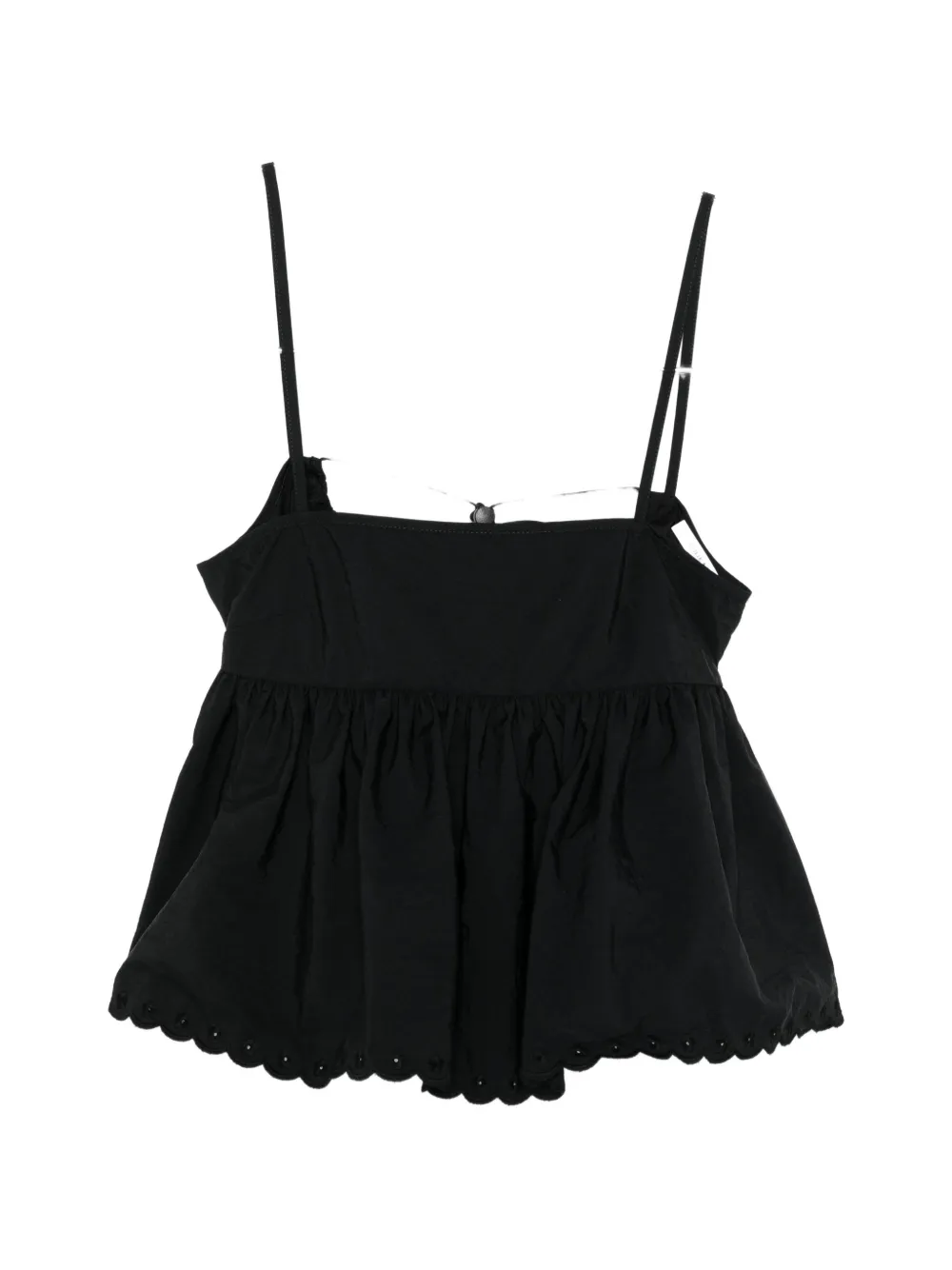Cecilie Bahnsen Selena embroidered taffeta top - Nero
