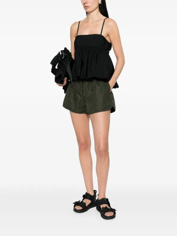 Cecilie Bahnsen Selena Embroidered Taffeta Top | Black | FARFETCH KW