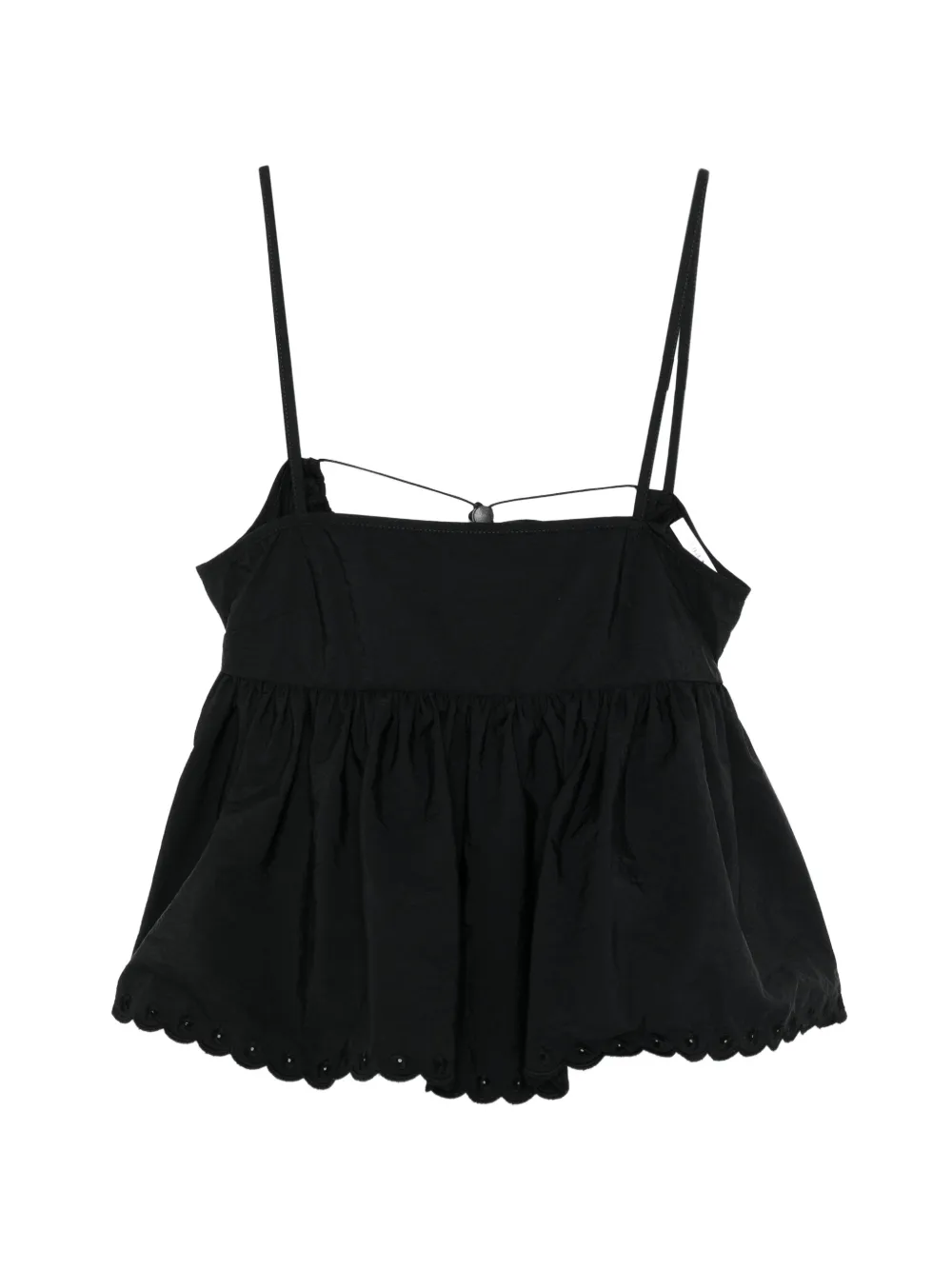 Cecilie Bahnsen Selena embroidered taffeta top - Nero