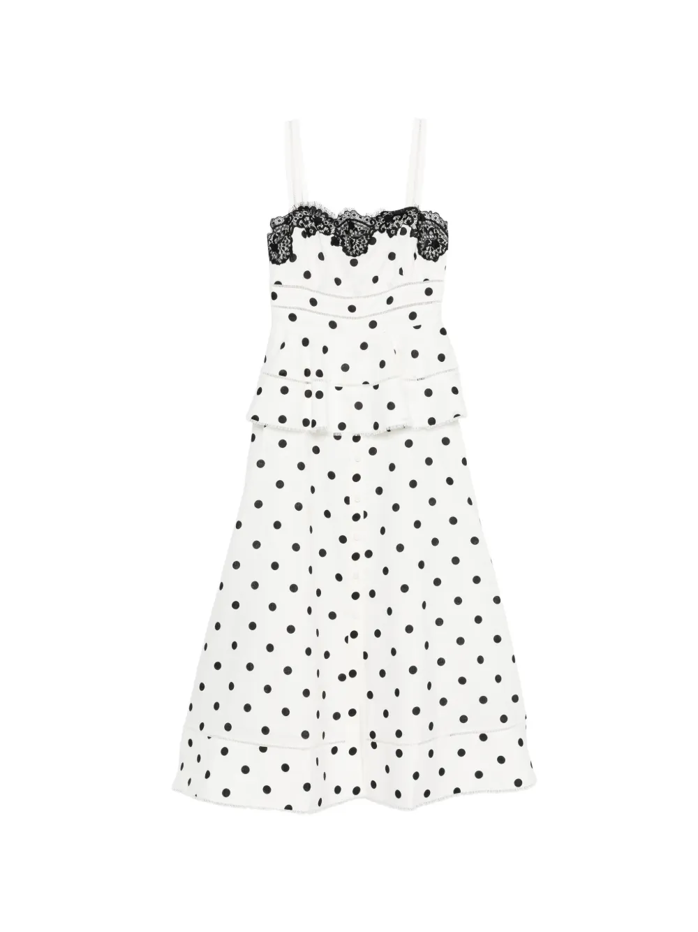 Self-Portrait polka dot-pattern lace-detail maxi dress - Bianco