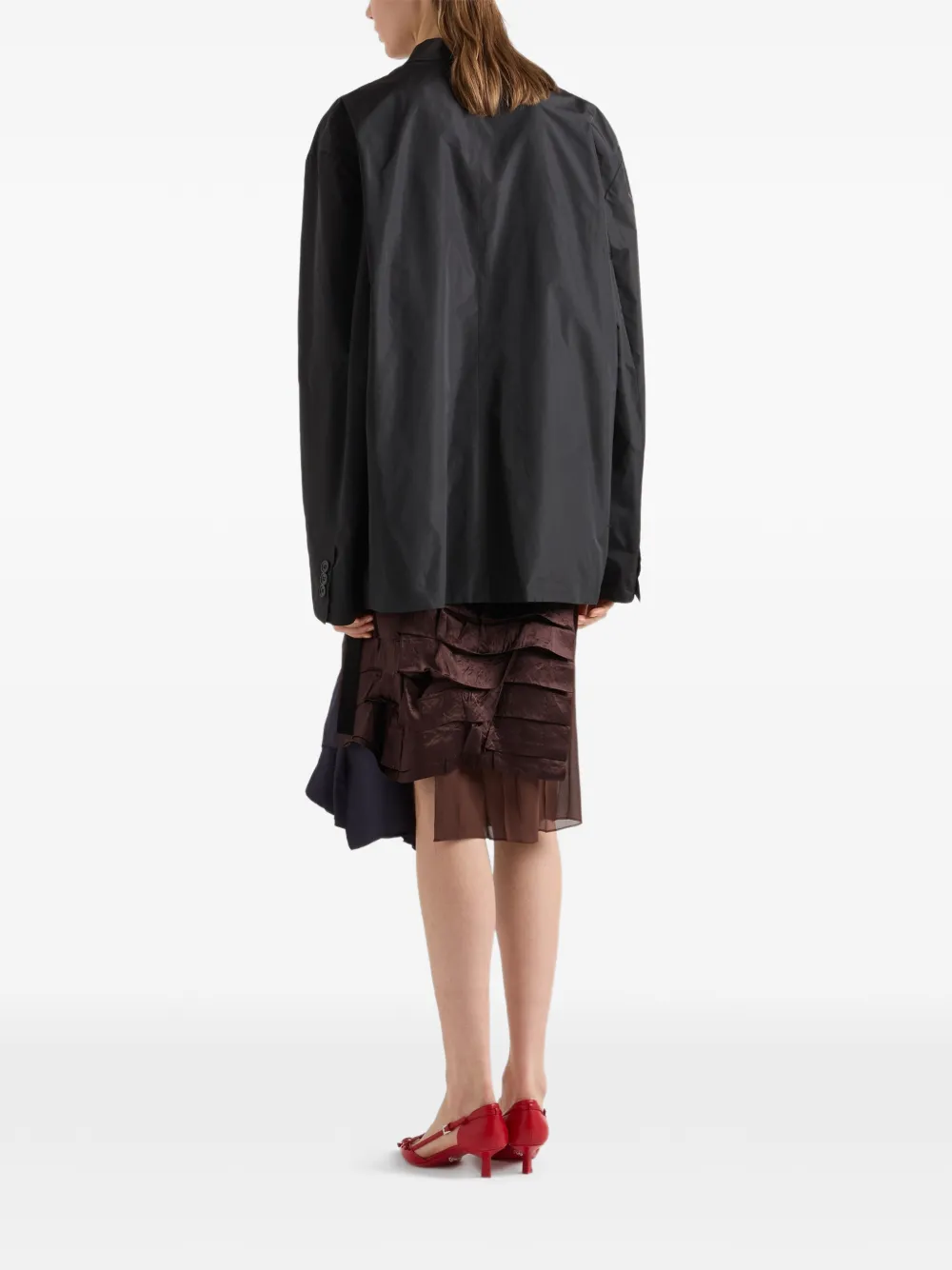  Prada Faille Patchwork Midi Skirt - Blue 