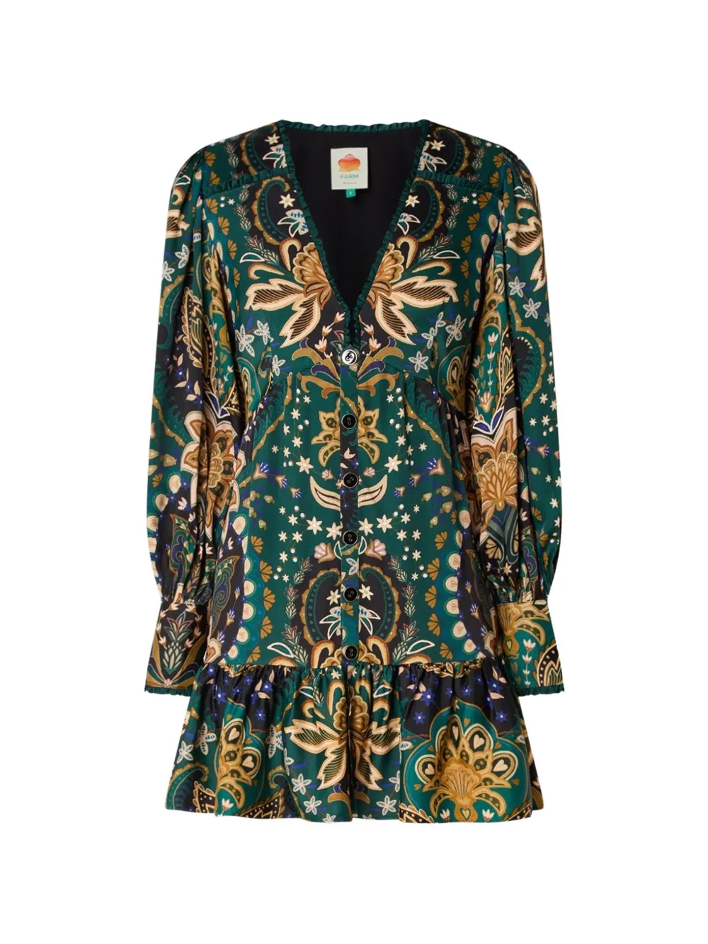 FARM Rio floral-print ruffled dress - Verde