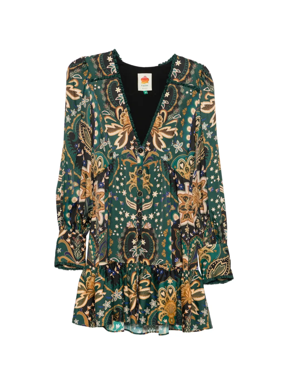 FARM Rio floral-print ruffled dress - Verde