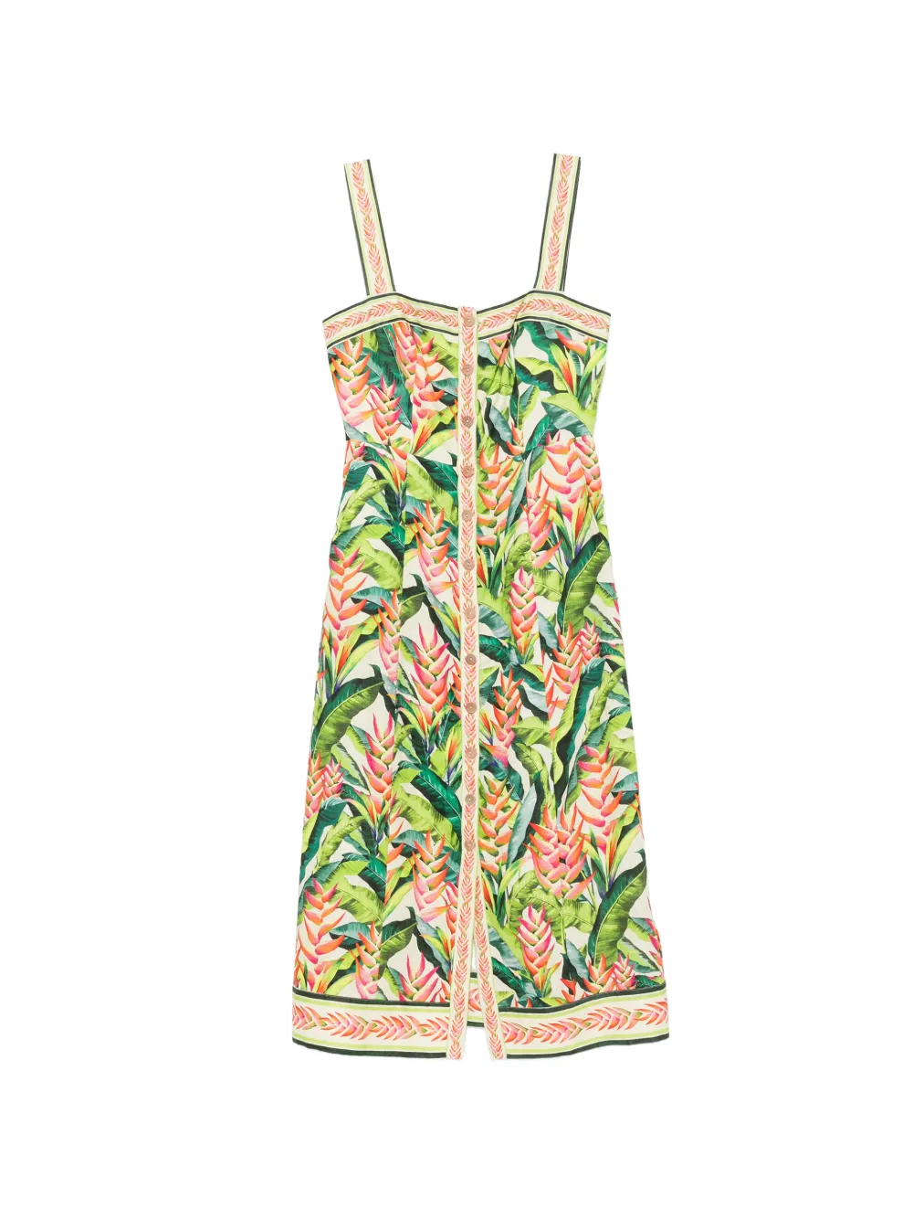 Farm Rio Button-down Midi Dress In Green