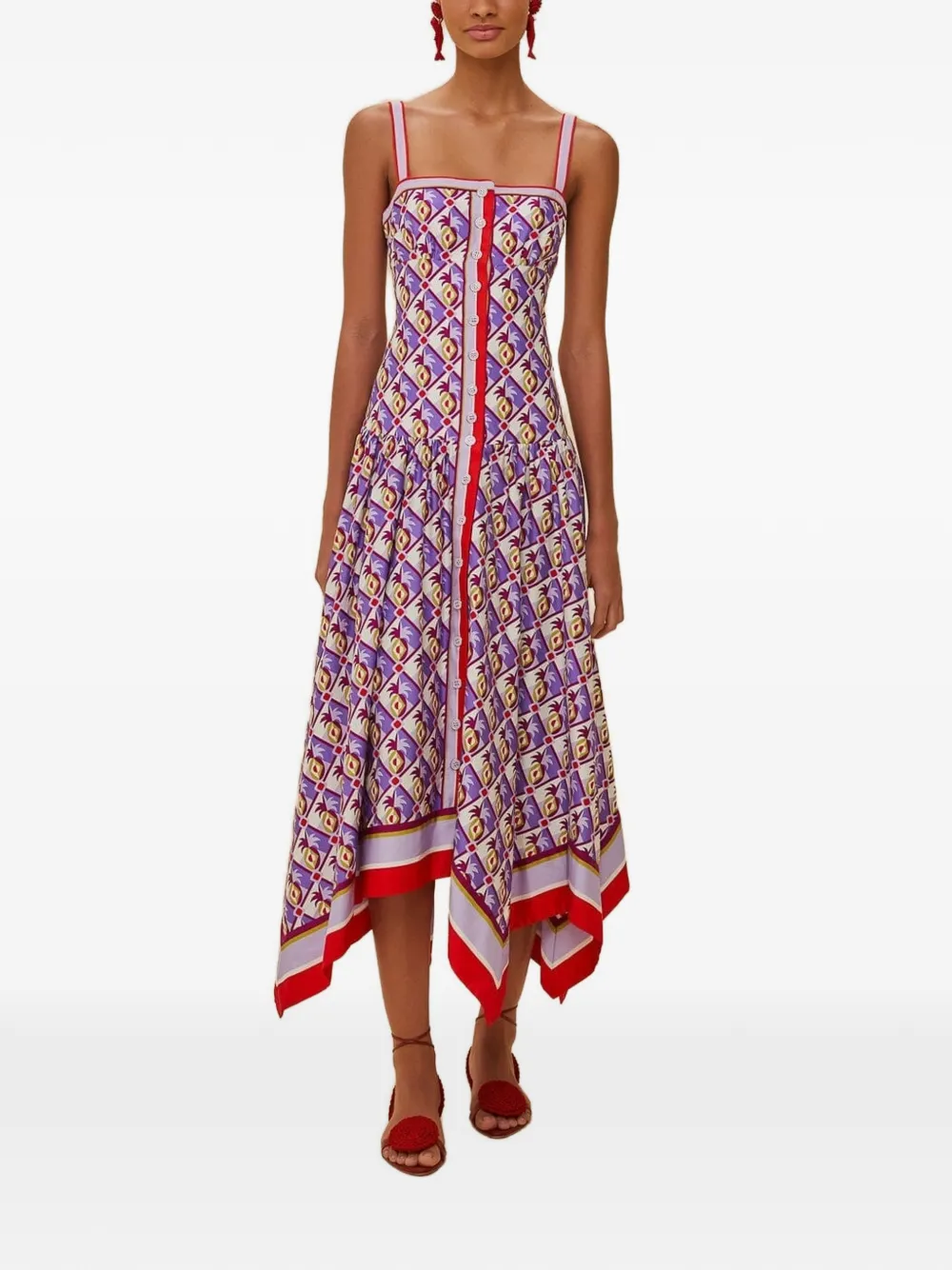 FARM Rio graphic-print handkerchief-hem dress - Viola