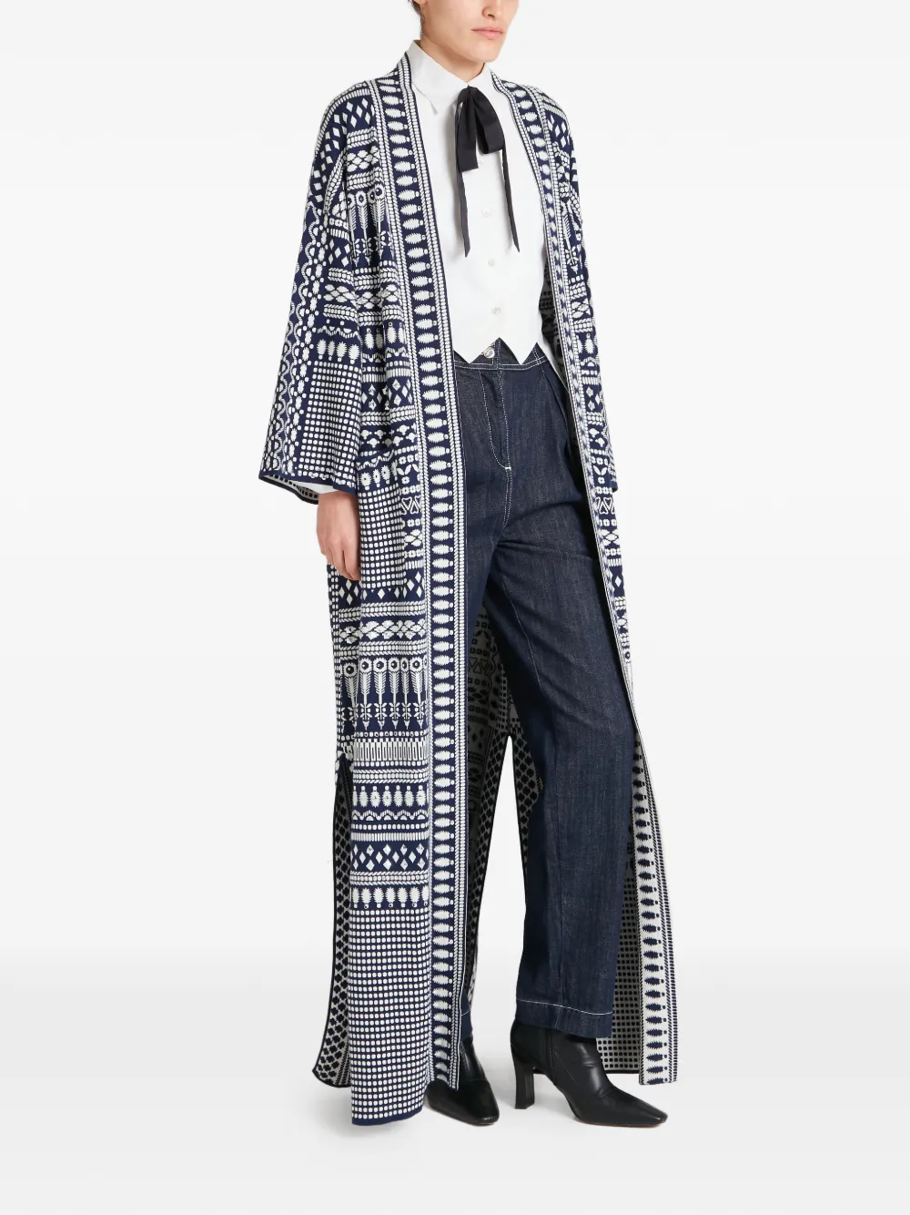  Temperley London Patterned Knit Coat - Blue 