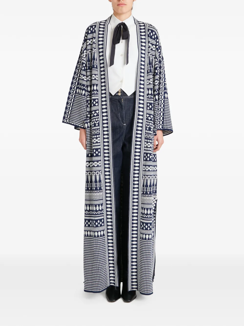  Temperley London Patterned Knit Coat - Blue 