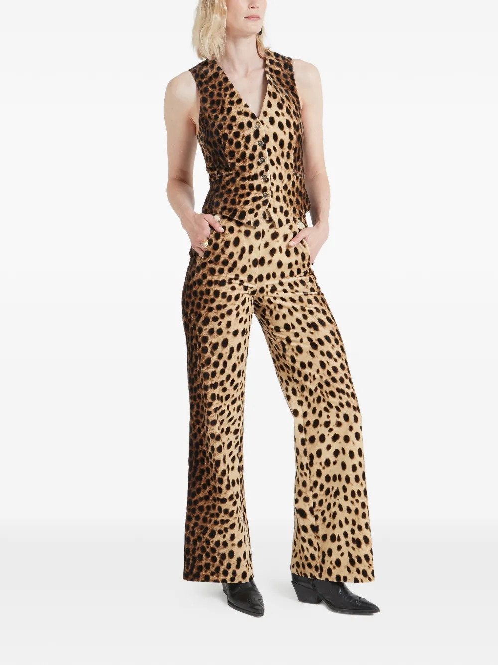 Temperley London Nemera broek met dierenprint Beige