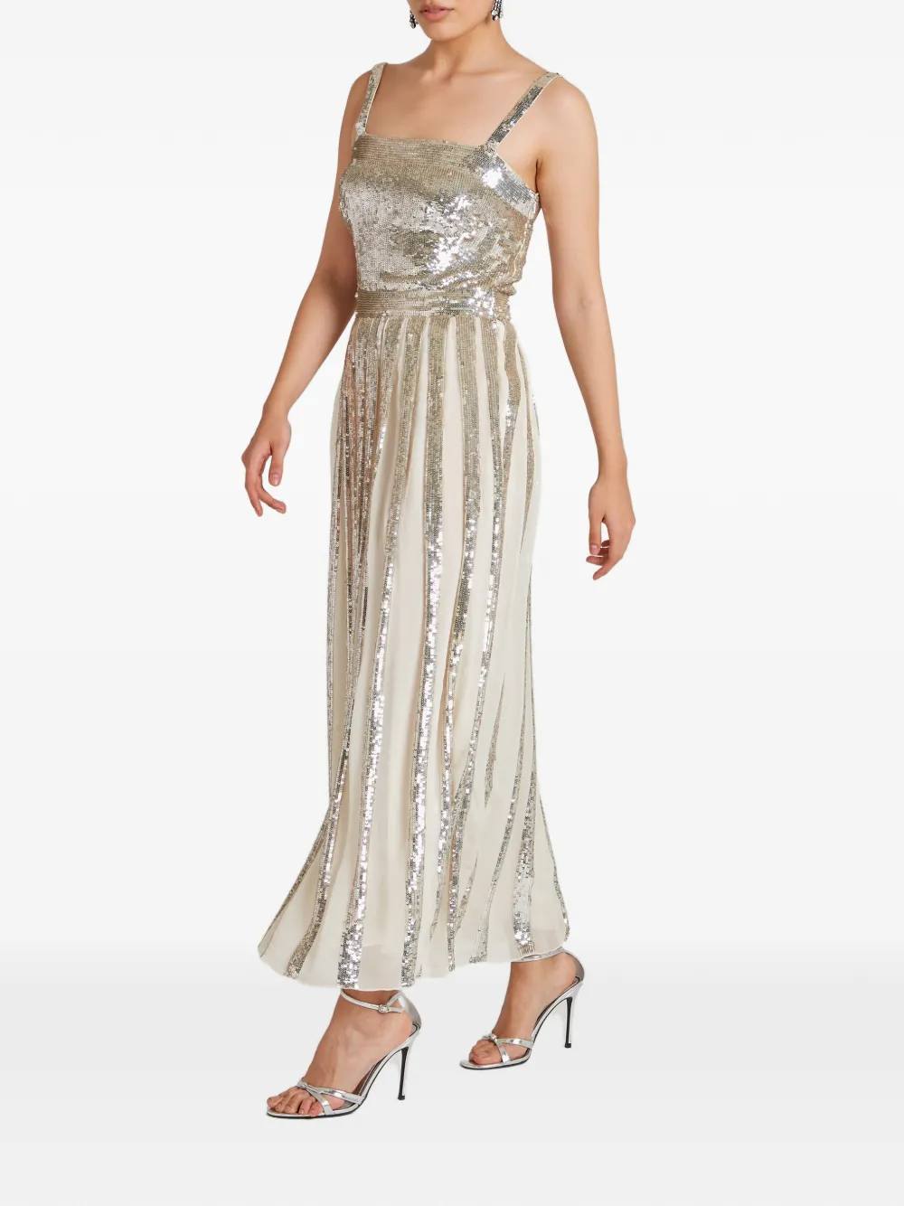 Temperley London Filigree avondjurk met bandjes Beige